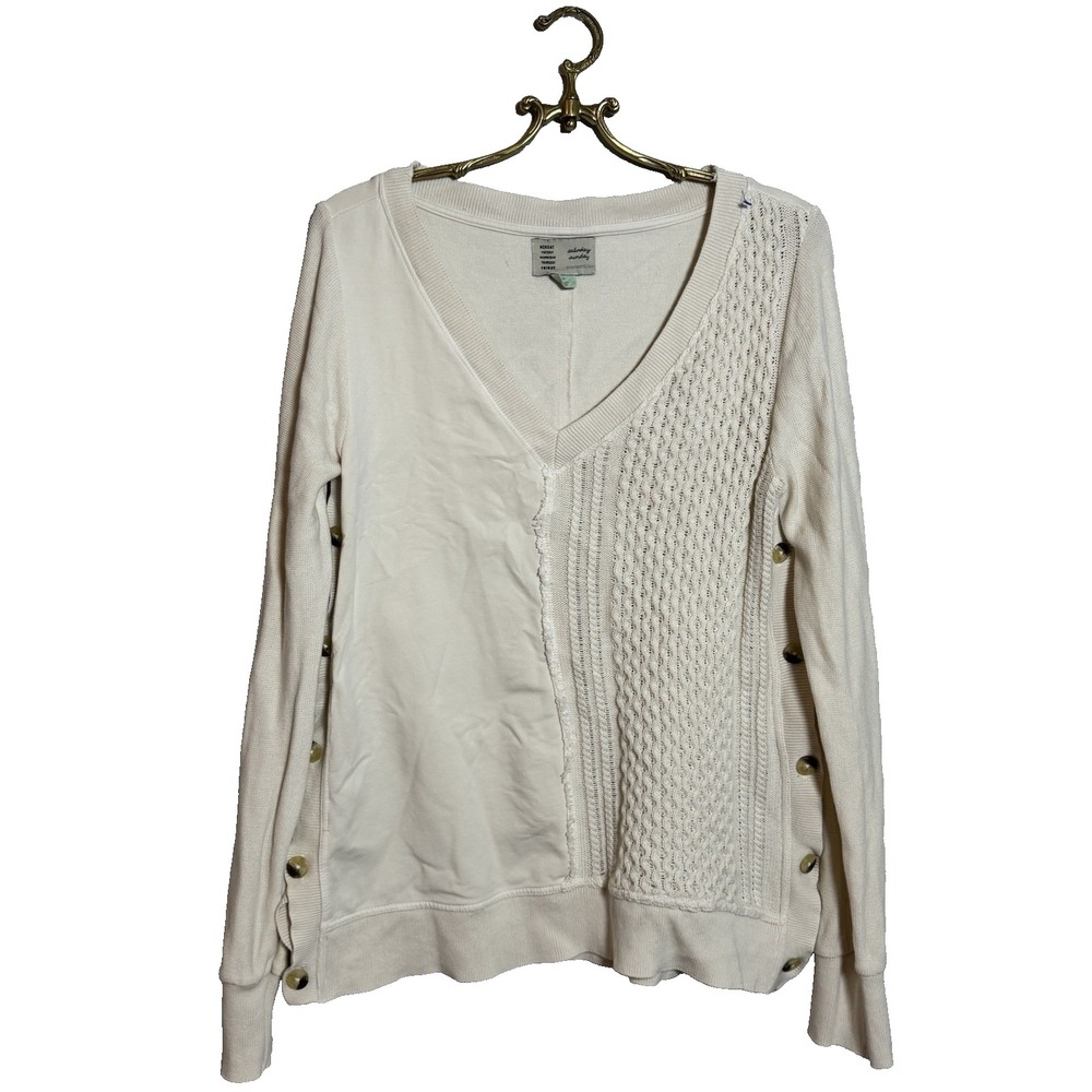 Anthropologie Saturday Sunday Arcana Cream Cable‎ Knit Sweatshirt - Size M